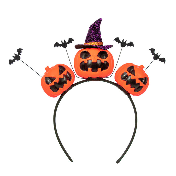 Halloween Pumpkin Skull Headband Holiday Hairhoop Bat Pumpkin Devil Hairband Hair Accessory for Carnival Costume Cosplay Image 4