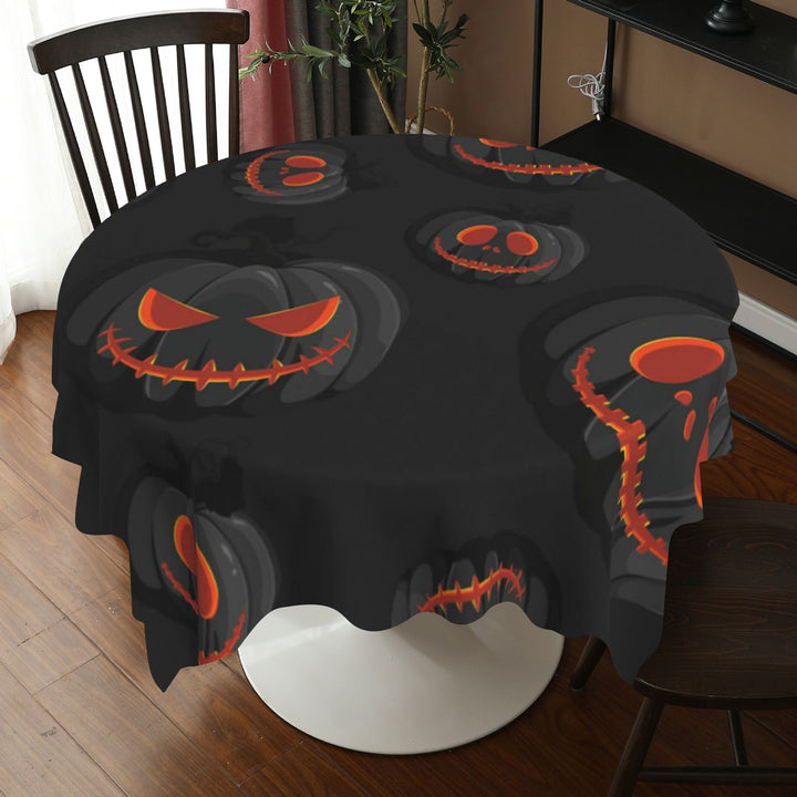 Halloween Table Cloth Demon Pumpkin Print Dark Style Round Shape Easy Care Table Protection Banquets Party Decoration Image 10