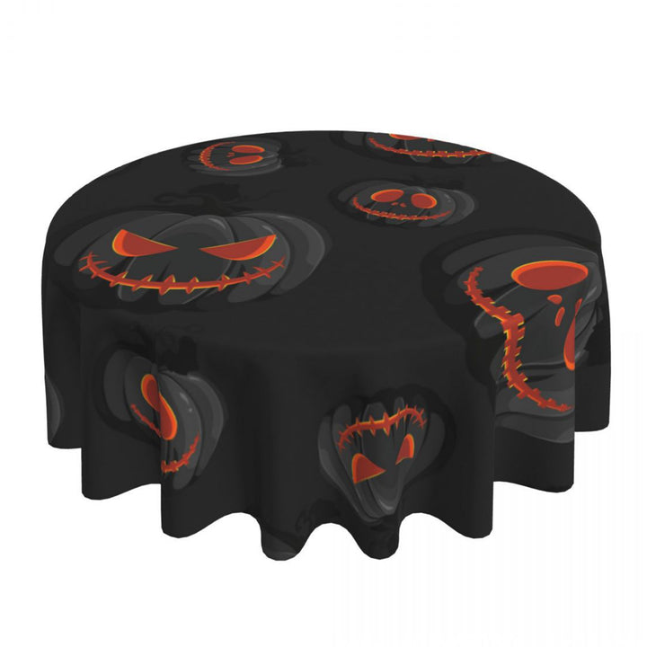 Halloween Table Cloth Demon Pumpkin Print Dark Style Round Shape Easy Care Table Protection Banquets Party Decoration Image 11