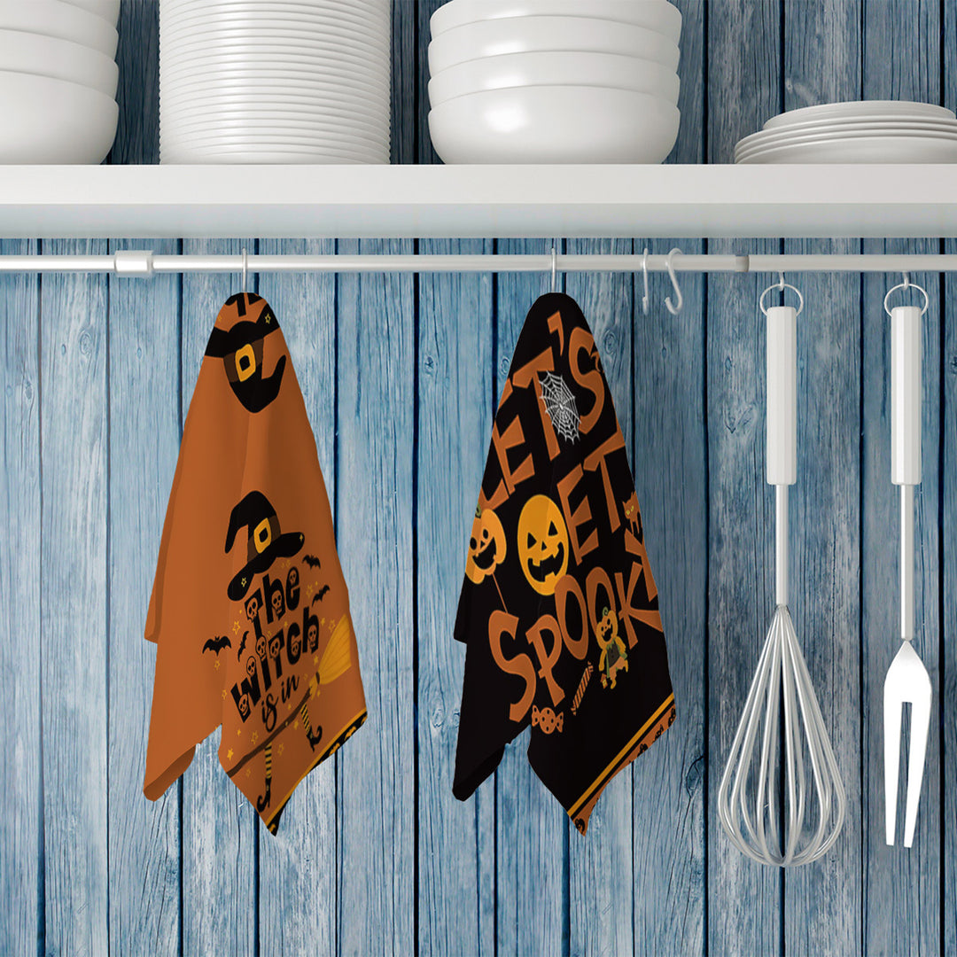 2Pcs Halloween Dish Towels Halloween Bat Pumpkin Kitchen Dish Towels Microfiber Efficient Water Absorption Kitchen Towel Image 10