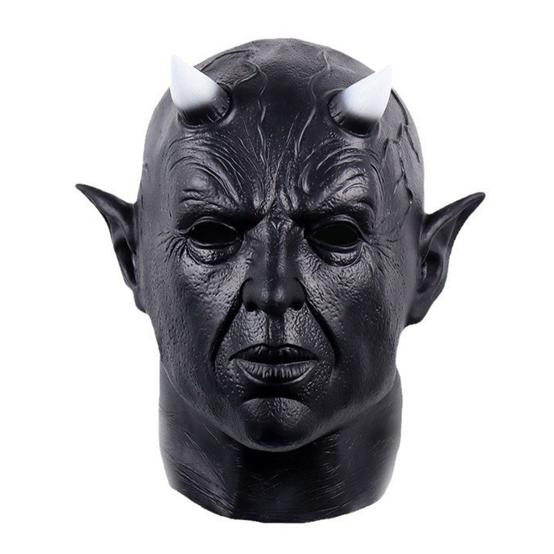 Devil Face Cushion Halloween Cosplay Prop Scary Horror Headgear with Horns Creepy Latex Party Costume Accessory for Image 2