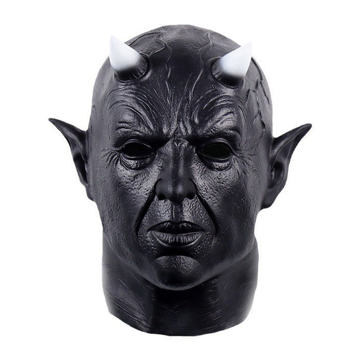 Devil Face Cushion Halloween Cosplay Prop Scary Horror Headgear with Horns Creepy Latex Party Costume Accessory for Image 2