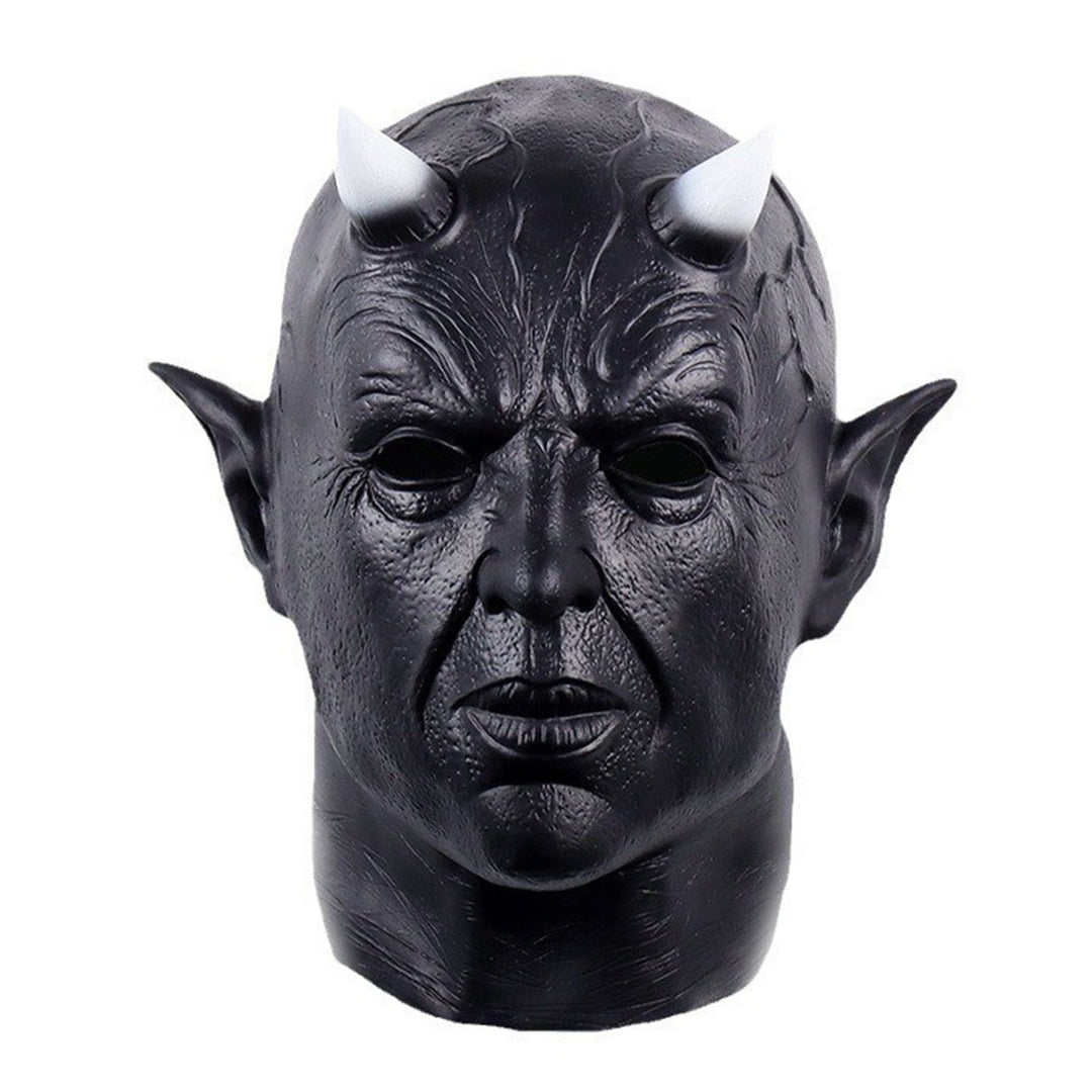 Devil Face Cushion Halloween Cosplay Prop Scary Horror Headgear with Horns Creepy Latex Party Costume Accessory for Image 1