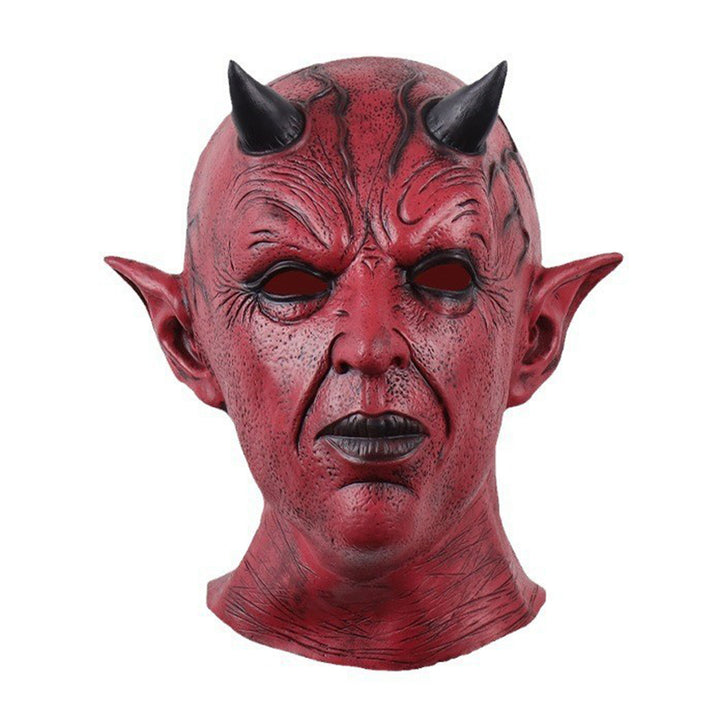 Devil Face Cushion Halloween Cosplay Prop Scary Horror Headgear with Horns Creepy Latex Party Costume Accessory for Image 3