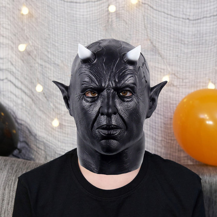 Devil Face Cushion Halloween Cosplay Prop Scary Horror Headgear with Horns Creepy Latex Party Costume Accessory for Image 4