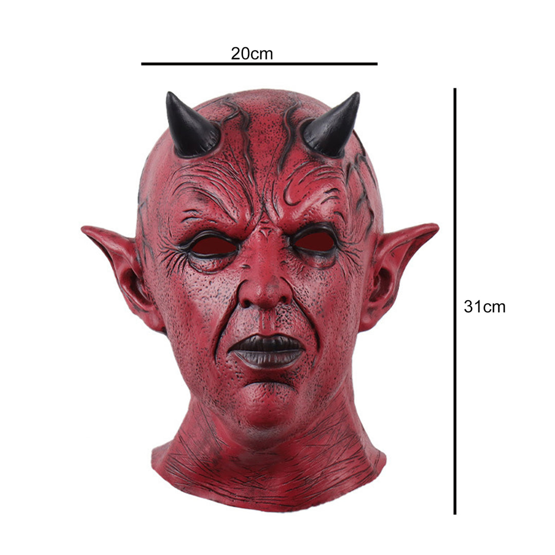 Devil Face Cushion Halloween Cosplay Prop Scary Horror Headgear with Horns Creepy Latex Party Costume Accessory for Image 7