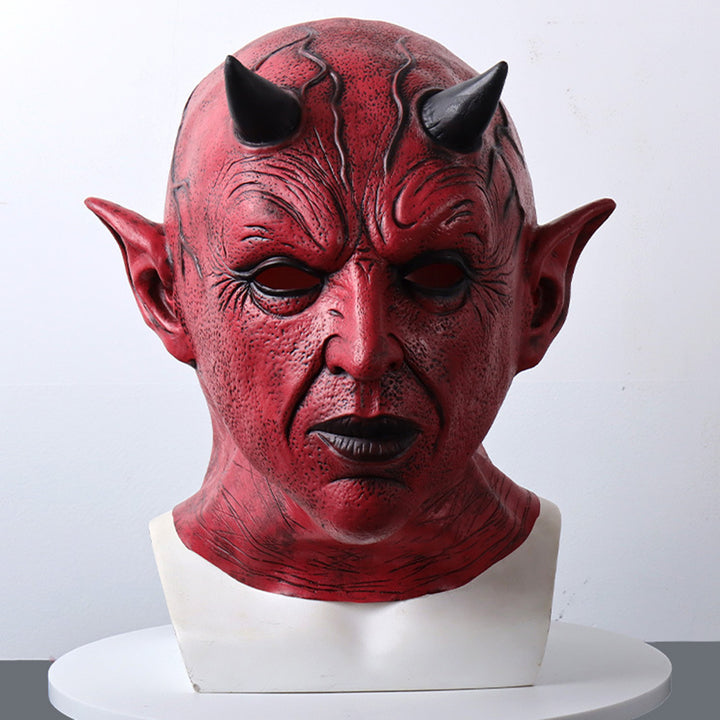 Devil Face Cushion Halloween Cosplay Prop Scary Horror Headgear with Horns Creepy Latex Party Costume Accessory for Image 11