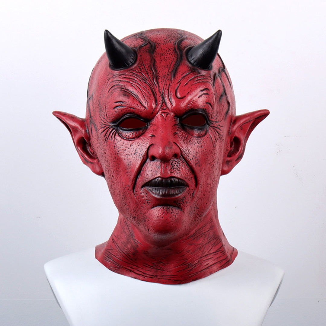 Devil Face Cushion Halloween Cosplay Prop Scary Horror Headgear with Horns Creepy Latex Party Costume Accessory for Image 12