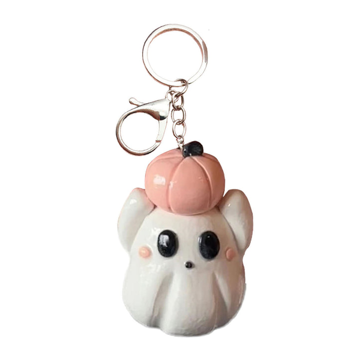 Halloween Pumpkin Ghost Keychain Resin Cartoon White Ghost Hanging Decoration Ornament DIY Backpack Handbag Pendant Image 2