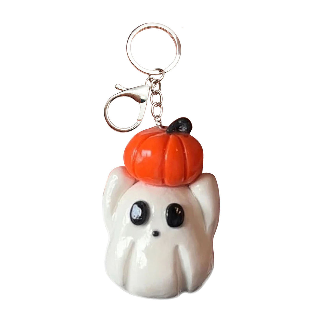 Halloween Pumpkin Ghost Keychain Resin Cartoon White Ghost Hanging Decoration Ornament DIY Backpack Handbag Pendant Image 3