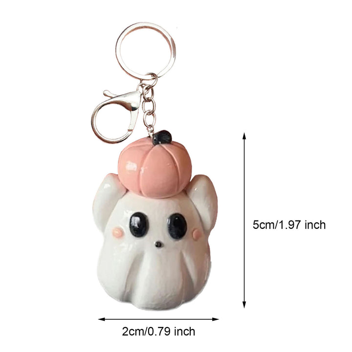 Halloween Pumpkin Ghost Keychain Resin Cartoon White Ghost Hanging Decoration Ornament DIY Backpack Handbag Pendant Image 8