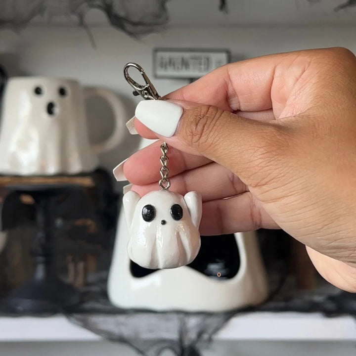 Halloween Pumpkin Ghost Keychain Resin Cartoon White Ghost Hanging Decoration Ornament DIY Backpack Handbag Pendant Image 9