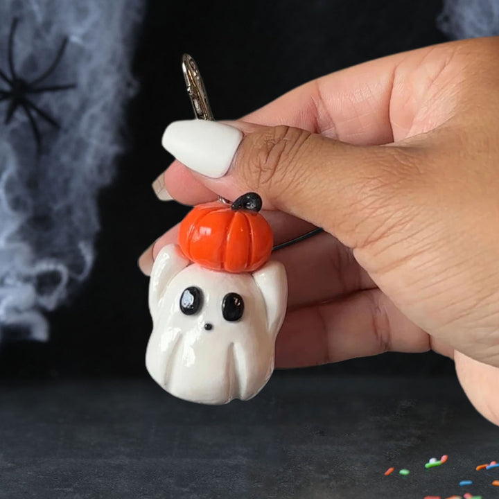 Halloween Pumpkin Ghost Keychain Resin Cartoon White Ghost Hanging Decoration Ornament DIY Backpack Handbag Pendant Image 12