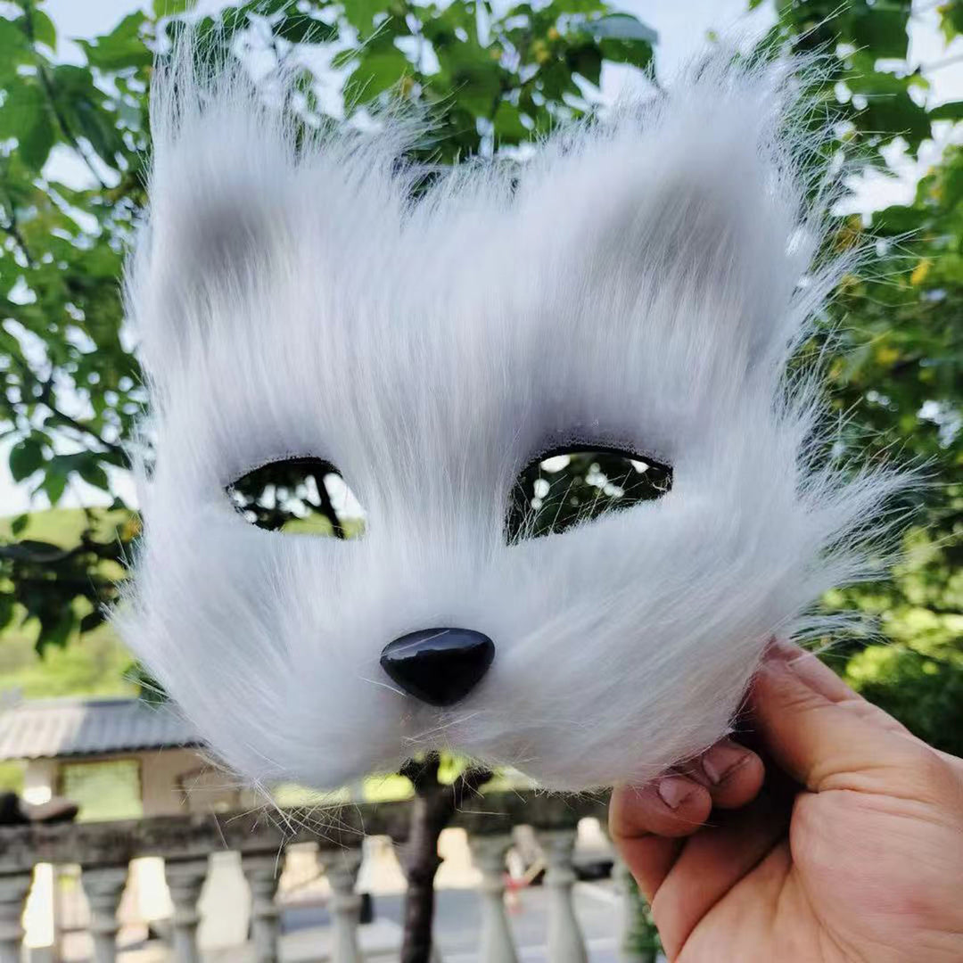 Fox Face Cushion Faux Fox Half Face Cushion with Tail Gloves Masquerade Halloween Cosplay Party Costume Accessory for Image 11