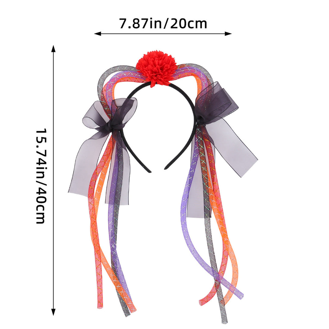 Cat Ear Headband Halloween Gauze Headband with Colorful Ribbons Women Cat Ear Hair Accessories for Halloween Costume Image 9