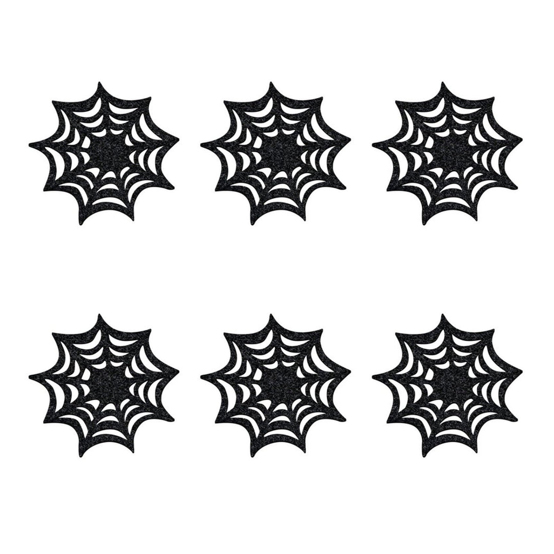 6Pcs Spider Web Felt Coasters Non-Slip Heat Resistant Table Mats for Halloween Home Kitchen Office Reliable Halloween Image 4