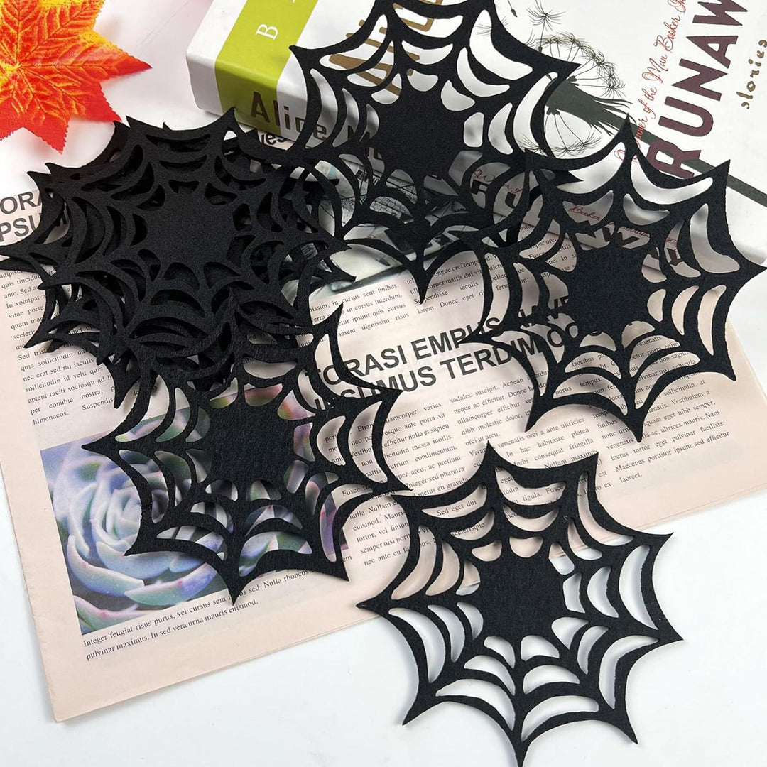 6Pcs Spider Web Felt Coasters Non-Slip Heat Resistant Table Mats for Halloween Home Kitchen Office Reliable Halloween Image 9