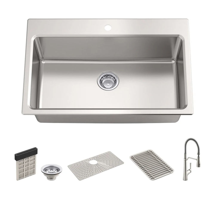 Kohler Pro-Function Kitchen Sink Kit With Vibrant Stainless Steel Faucet Image 1