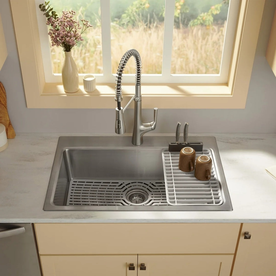 Kohler Pro-Function Kitchen Sink Kit With Vibrant Stainless Steel Faucet Image 2