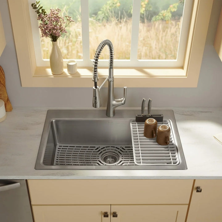 Kohler Pro-Function Kitchen Sink Kit With Vibrant Stainless Steel Faucet Image 2