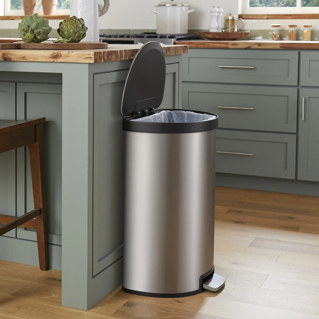 Kohler 45L Semi-Round Step Trash Can Stainless Steel Image 4