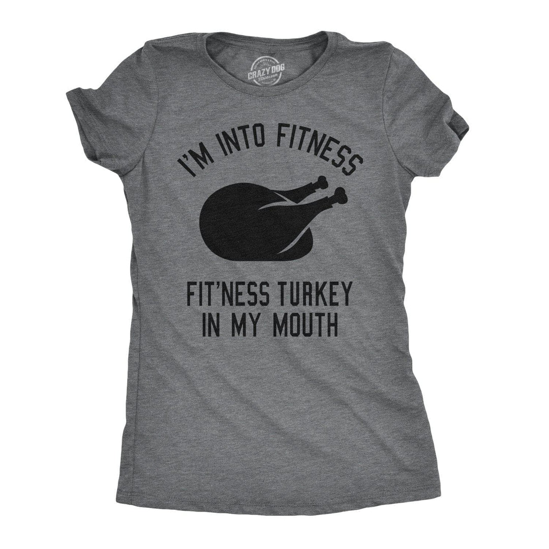 Womens Fitness Turkey In My Mouth Tshirt Funny Thanksgiving Food Tee For Ladies Image 4