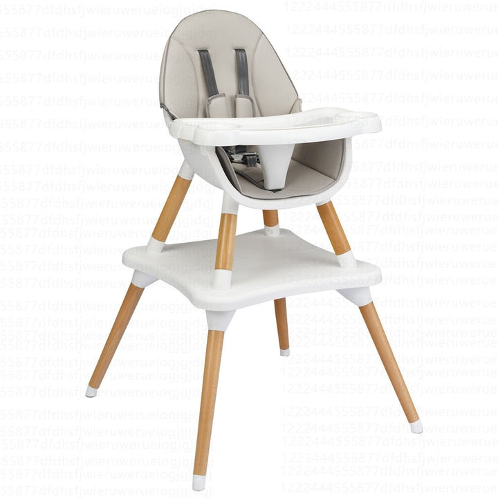 Babyjoy 5-in-1 Baby High Chair Infant Wooden Convertible Chair w/5-Point Seat Belt GrayKhaki Image 2