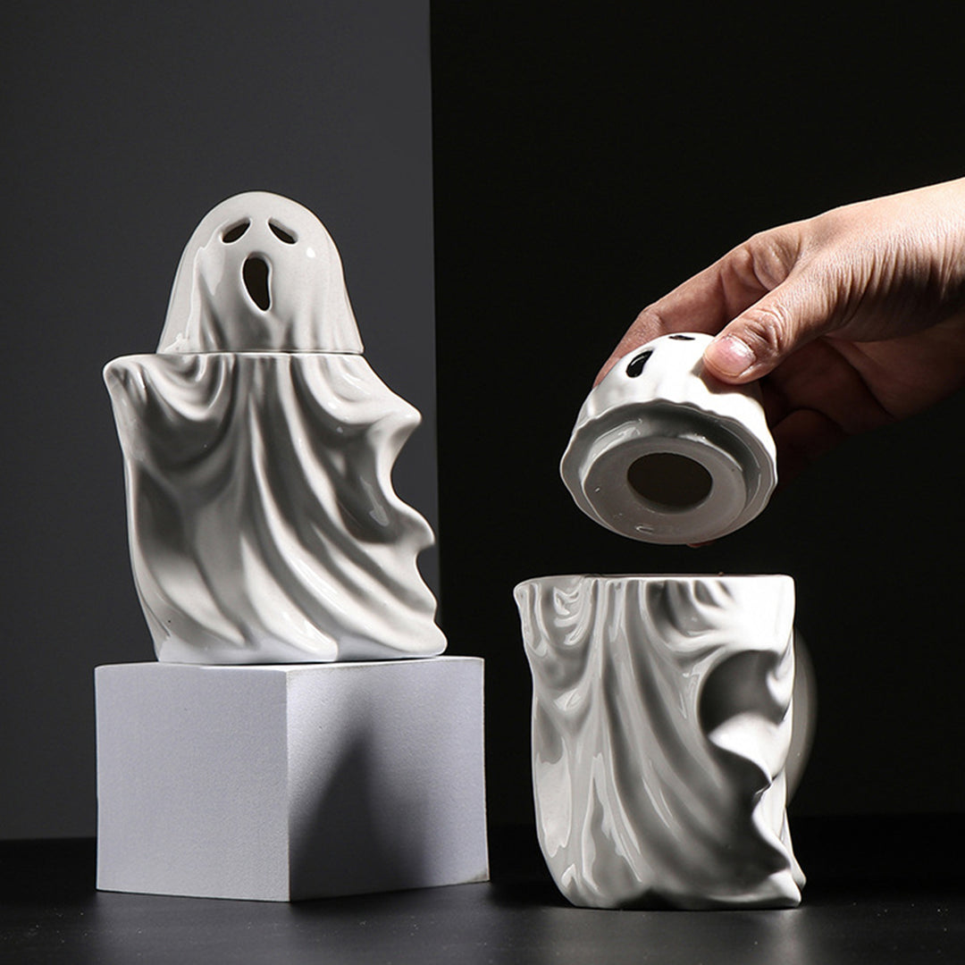 Ceramic Ghost Mug Halloween White Ghost Cup Multi-Purpose Desktop Decor Ghost Shaped Mug for Festival Gifts Home Office Image 3