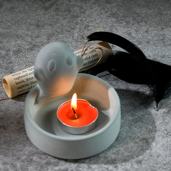 Candle Holder Silicone Mold Easy Release Halloween Ghost Tealight Candle Holder Mould Reusable DIY Resin Casting Mould Image 7