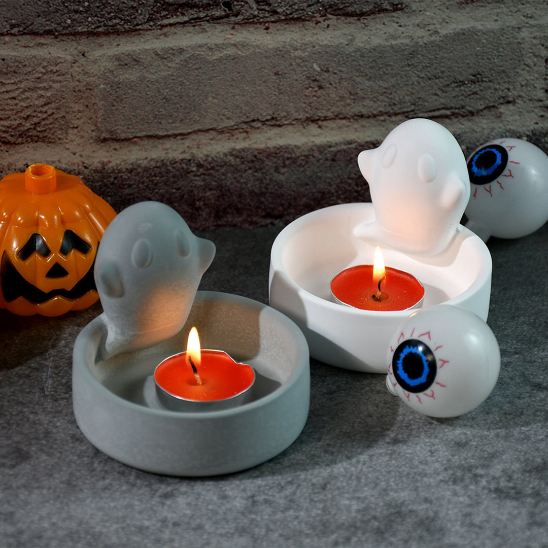 Candle Holder Silicone Mold Easy Release Halloween Ghost Tealight Candle Holder Mould Reusable DIY Resin Casting Mould Image 8