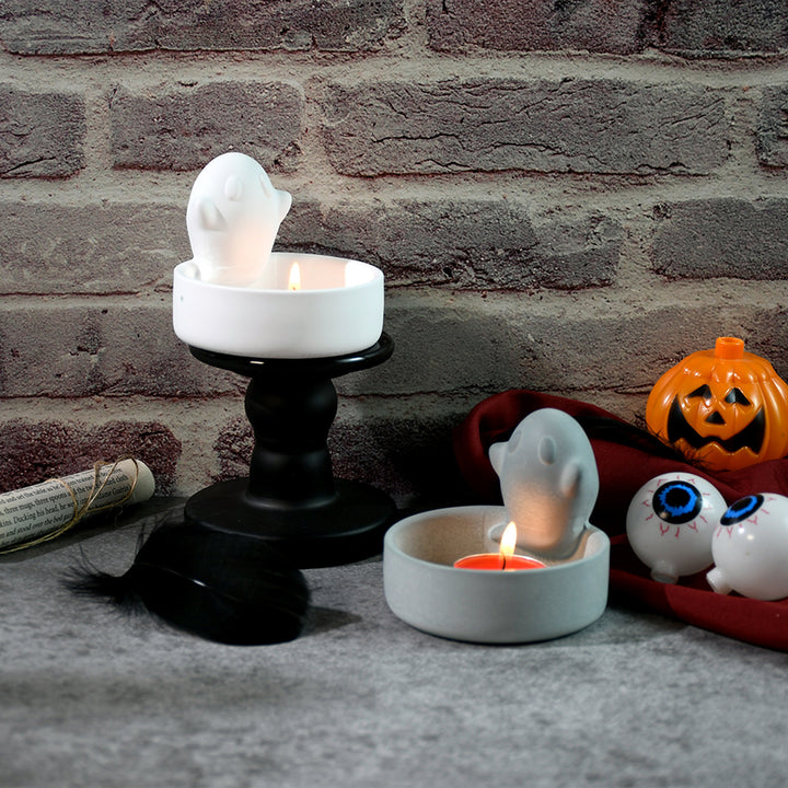 Candle Holder Silicone Mold Easy Release Halloween Ghost Tealight Candle Holder Mould Reusable DIY Resin Casting Mould Image 9