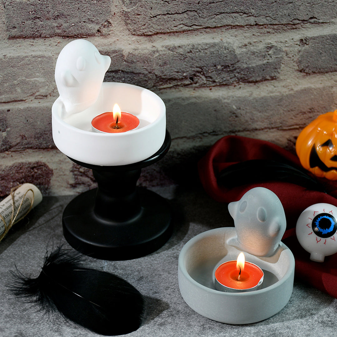 Candle Holder Silicone Mold Easy Release Halloween Ghost Tealight Candle Holder Mould Reusable DIY Resin Casting Mould Image 10