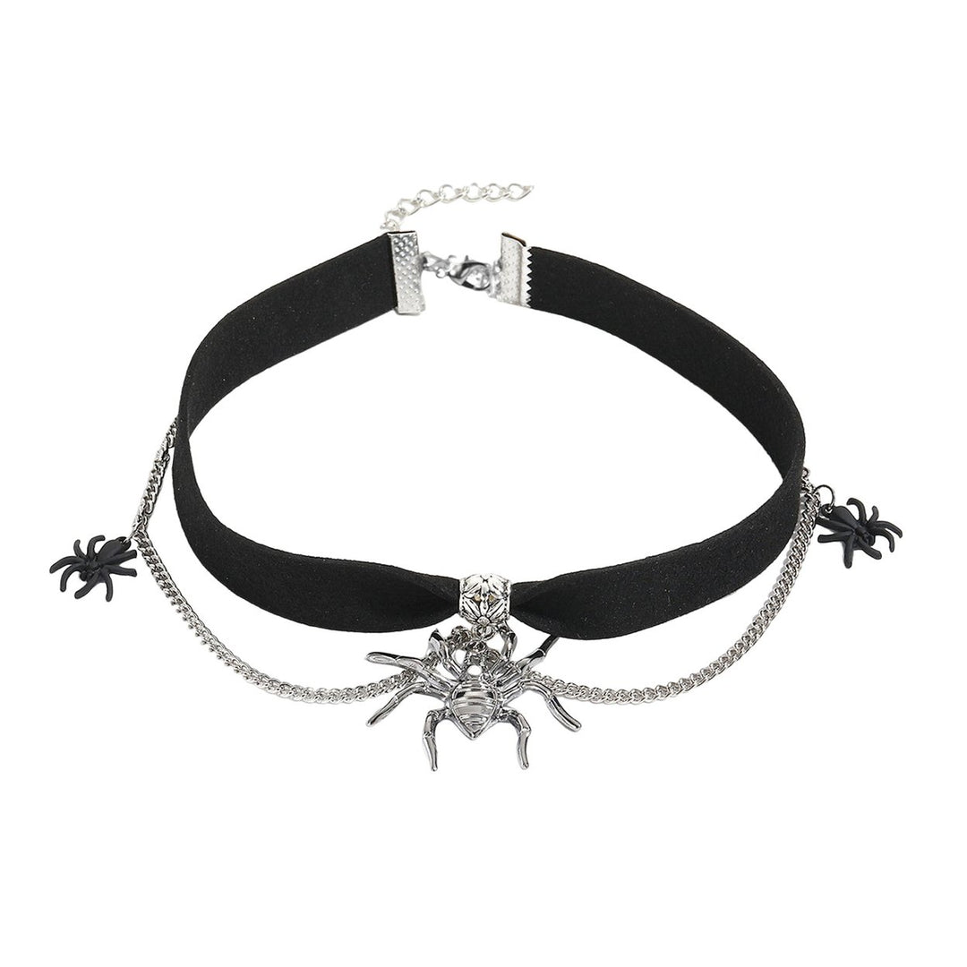 Women Halloween Necklace Spider Bat Skull Pumpkin Pendant Chain Dark Style Double-layer Cosplay Choker Neck Jewelry Image 4