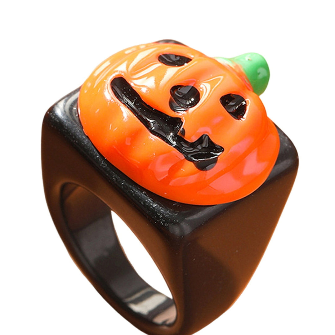 2 Pcs Unisex Halloween Ring Hip Hop Style Bat Pumpkin Smooth Dark Style Finger Ring Halloween Party Hand Decoration Image 8