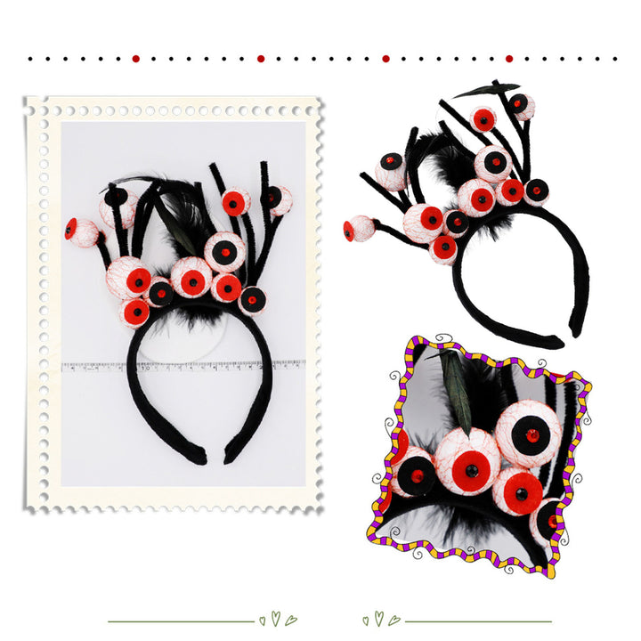 Halloween Headband Horror Eyeballs with Blood Streak Headband Scalp-friendly Hairhoop for Halloween Costume Party Image 1