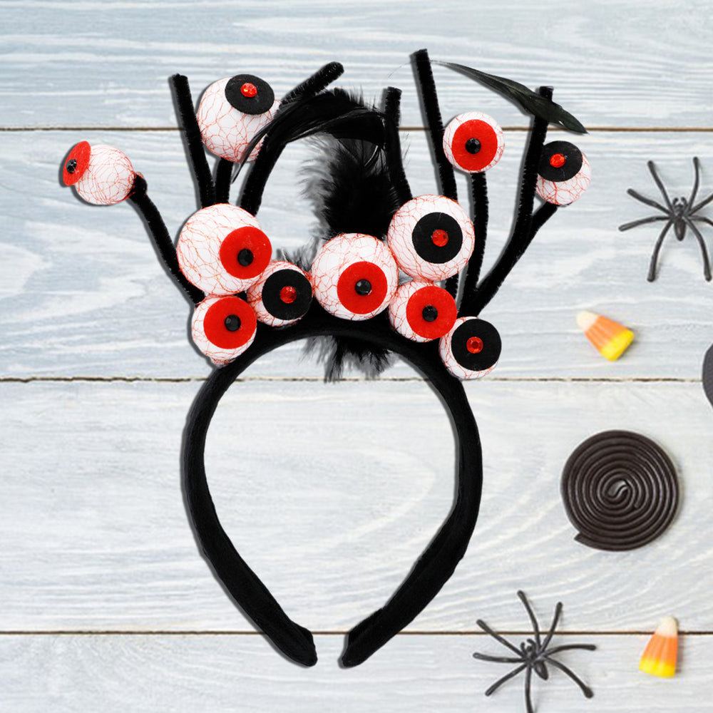 Halloween Headband Horror Eyeballs with Blood Streak Headband Scalp-friendly Hairhoop for Halloween Costume Party Image 2