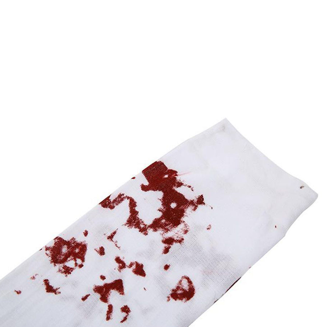 1 Pair Halloween Socks Nurse Cosplay Horror Thriller Style Elastic Anti-slip Thigh Length Zombie Blood Stains Image 9