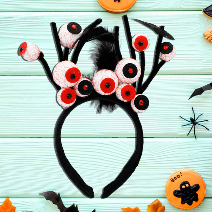 Halloween Headband Horror Eyeballs with Blood Streak Headband Scalp-friendly Hairhoop for Halloween Costume Party Image 3