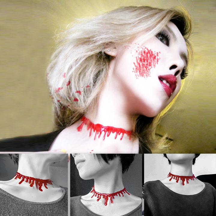 Halloween Collar Adjustable Chain Horror Bright Red Fake Bleeding Drip Joker Costume Necklace Ghost Festival Haunted Image 4