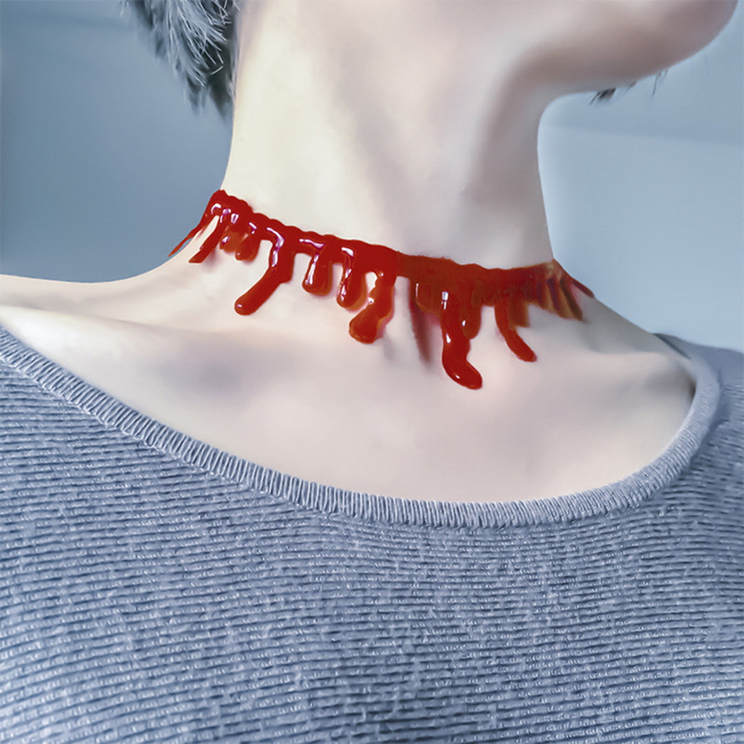 Halloween Collar Adjustable Chain Horror Bright Red Fake Bleeding Drip Joker Costume Necklace Ghost Festival Haunted Image 7