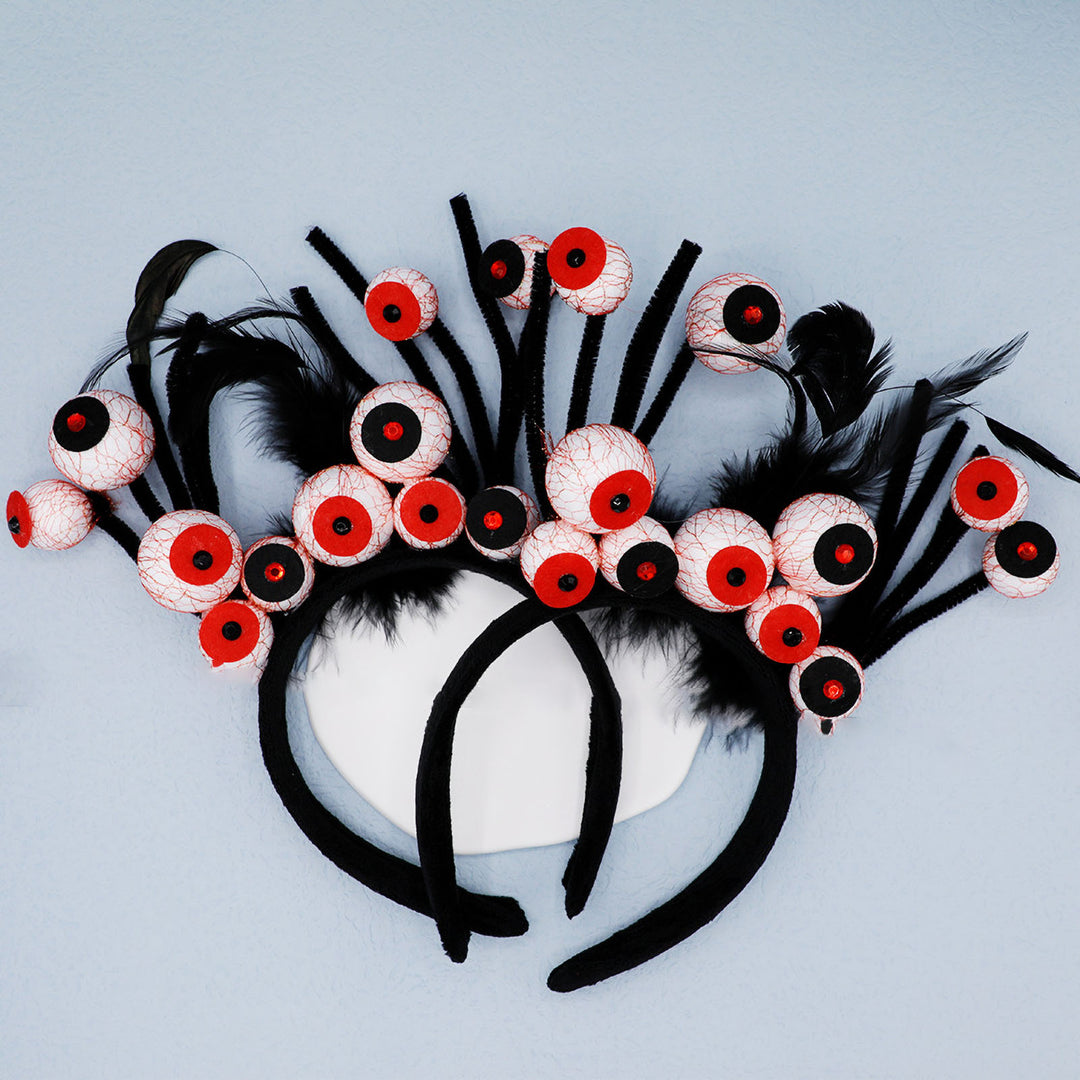 Halloween Headband Horror Eyeballs with Blood Streak Headband Scalp-friendly Hairhoop for Halloween Costume Party Image 10