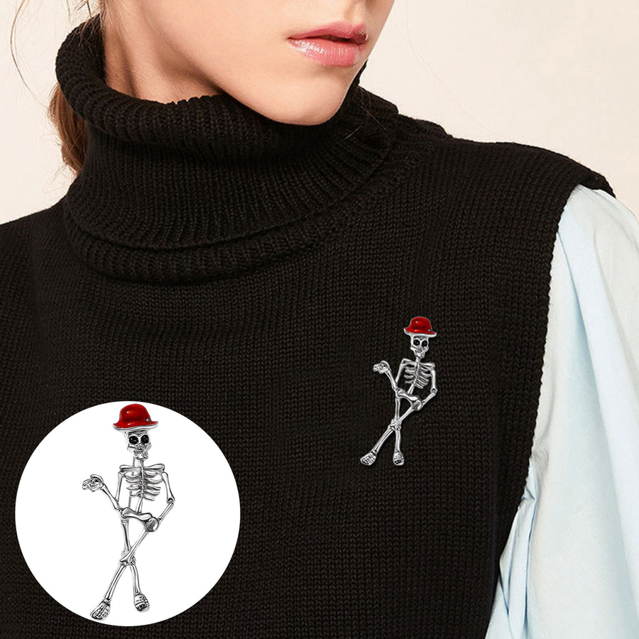 Halloween Brooch Skeleton Ghost Shape Polish Alloy Hollow Out Rustproof Clothes Decoration Halloween Party Evening Image 1