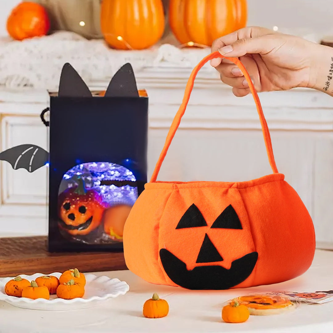 Children Halloween Costume Lace-up Cape Pumpkin Candy Handbag Cartoon Topper Hat Cosplay Performance Halloween Party Image 6