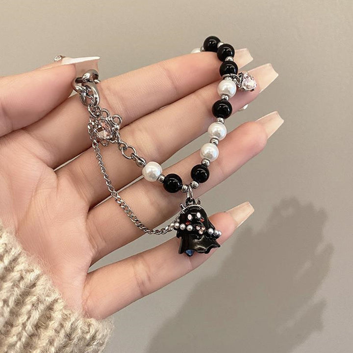 Women Bracelet Cartoon Ghost Pendant Imitation Pearls Color Matching Adjustable with Extended Chain Halloween Gift Wrist Image 6