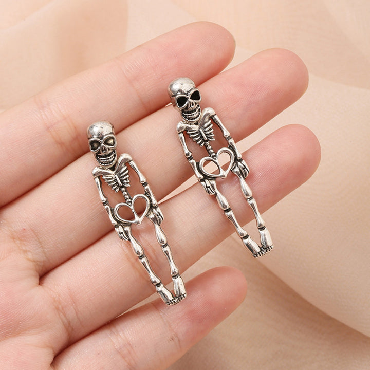 1 Pair Women Halloween Earrings Skeleton Shape Punk Exaggerated Polished Alloy Skull Jewelry Club Party Ear Jewelry Image 3