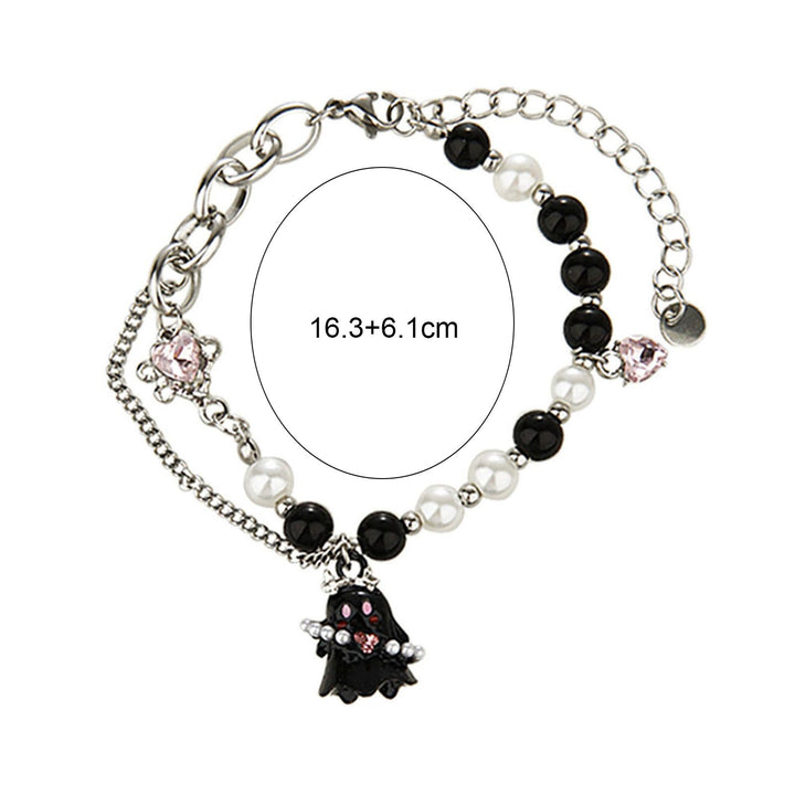 Women Bracelet Cartoon Ghost Pendant Imitation Pearls Color Matching Adjustable with Extended Chain Halloween Gift Wrist Image 7