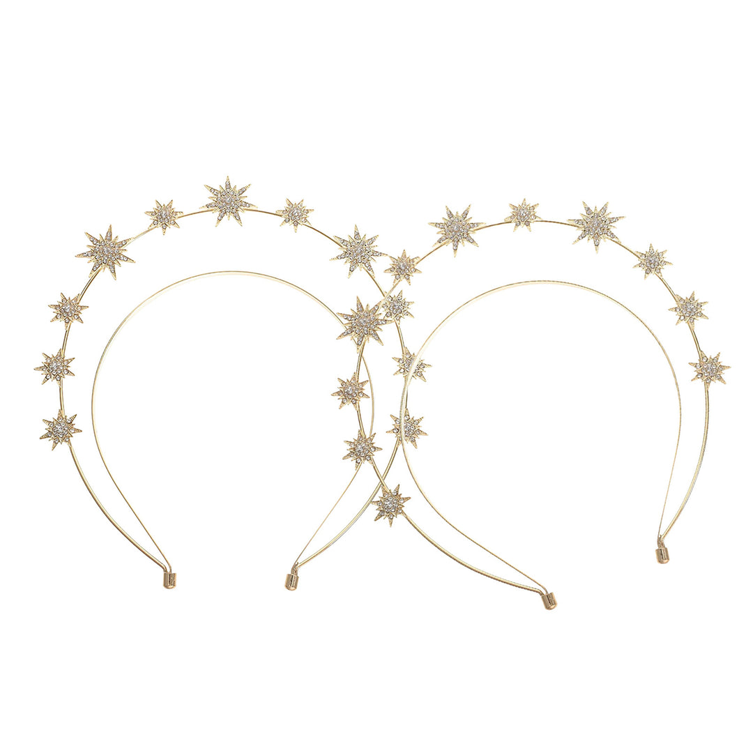 Gold Rhinestone Headband for Women Stylish Star Design Lightweight Bridal Wedding Crown Hair Accessories for Daily Wear Image 8