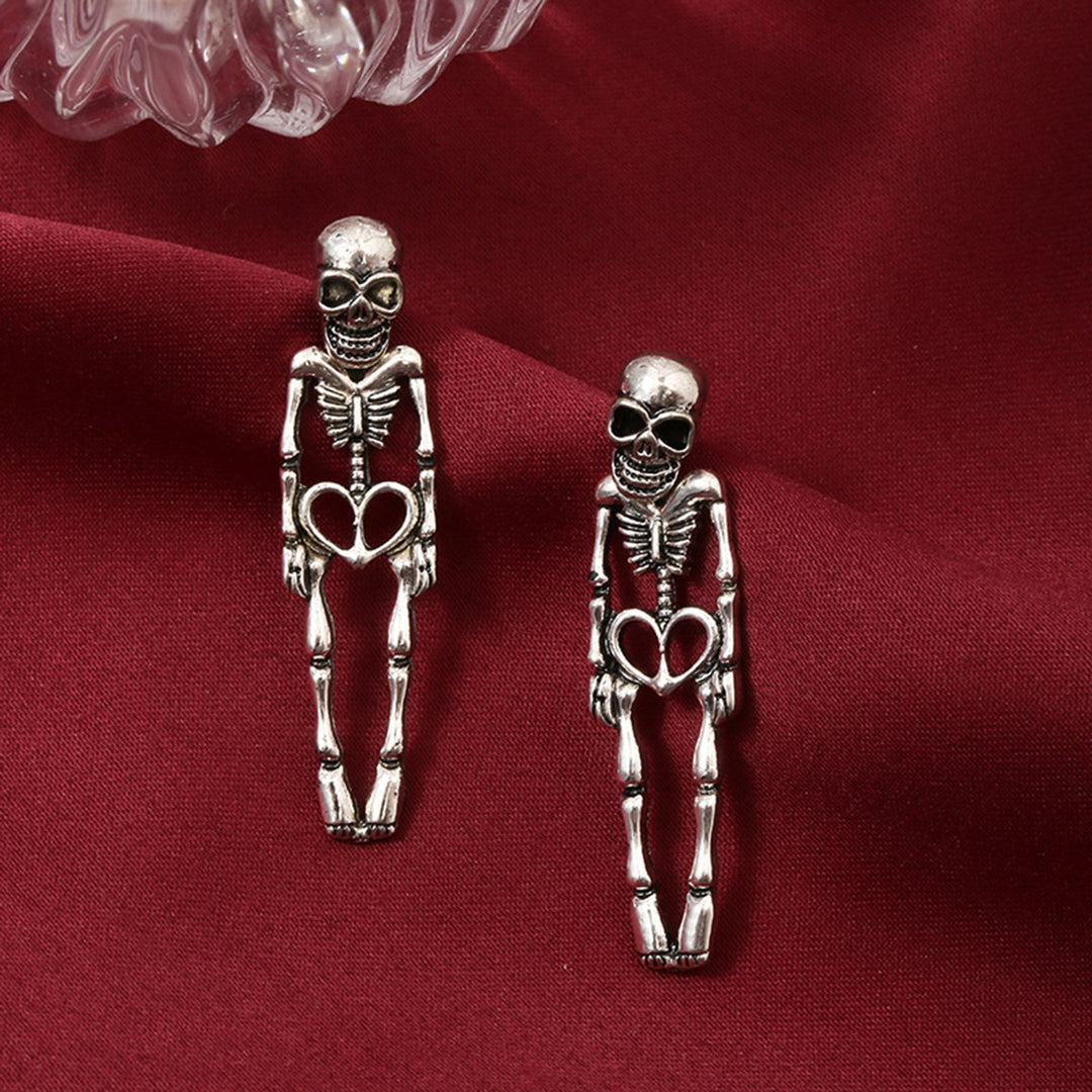 1 Pair Women Halloween Earrings Skeleton Shape Punk Exaggerated Polished Alloy Skull Jewelry Club Party Ear Jewelry Image 4