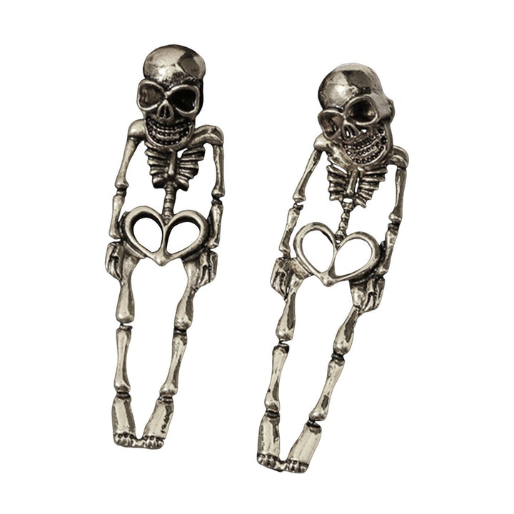 1 Pair Women Halloween Earrings Skeleton Shape Punk Exaggerated Polished Alloy Skull Jewelry Club Party Ear Jewelry Image 4