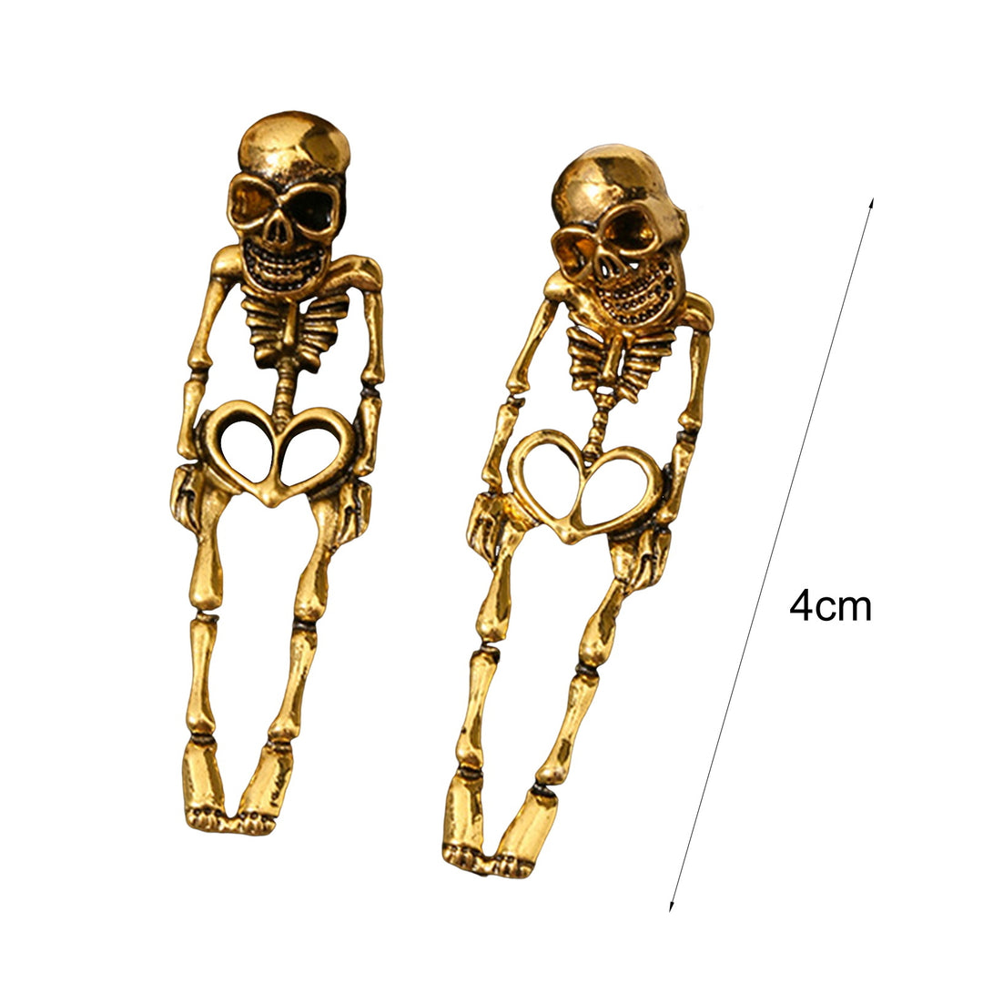 1 Pair Women Halloween Earrings Skeleton Shape Punk Exaggerated Polished Alloy Skull Jewelry Club Party Ear Jewelry Image 6